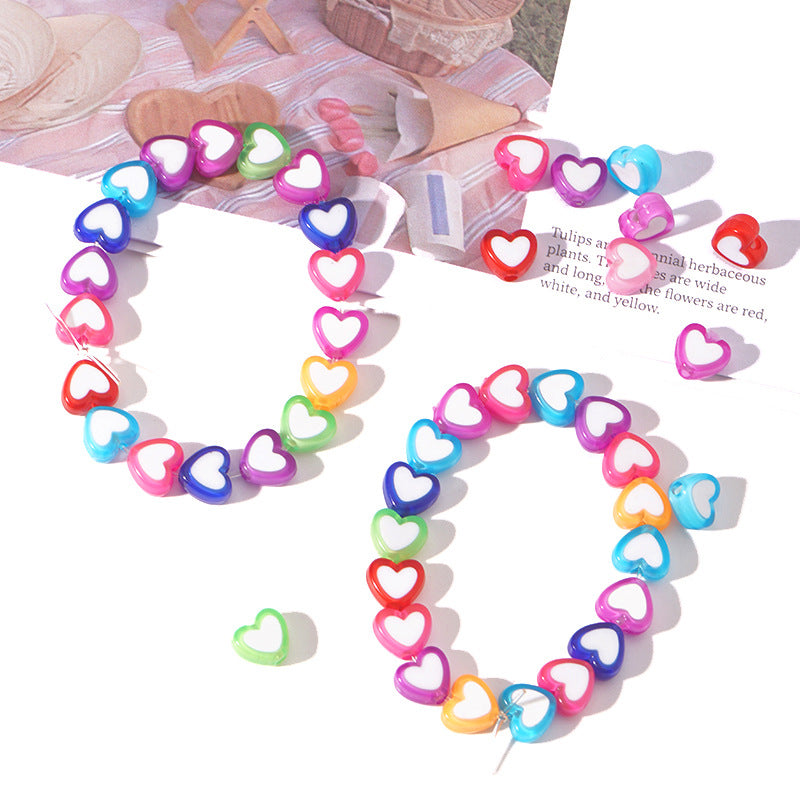 Wholesale 100pcs/pack Color Heart Acrylic Beads